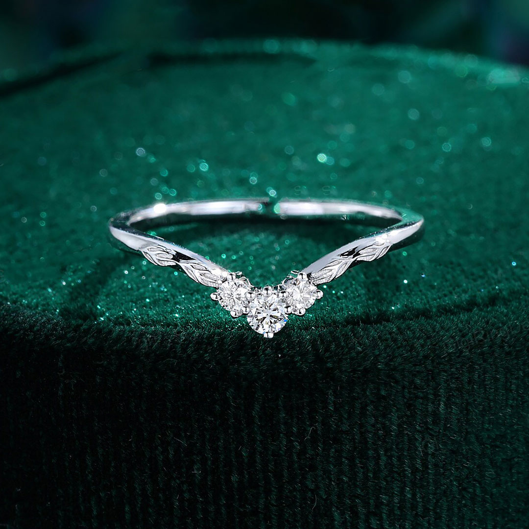 0.12CT Round Cut Moissanite Engagement Ring In Sterling Silver