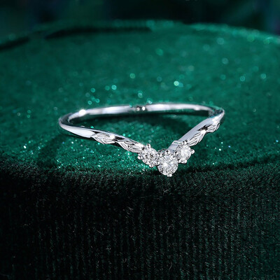 0.12CT Round Cut Moissanite Engagement Ring In Sterling Silver
