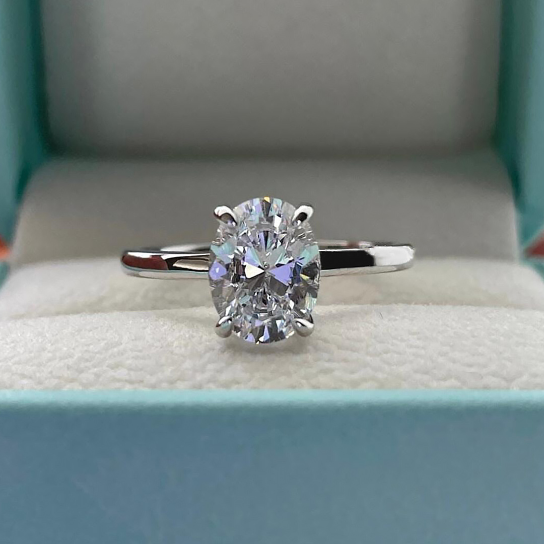 2CT Oval & Round Cut Moissanite Engagement Ring Sets In Sterling Silver
