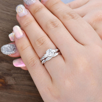 2CT Round Cut Moissanite Engagement Ring Set In Sterling Silver
