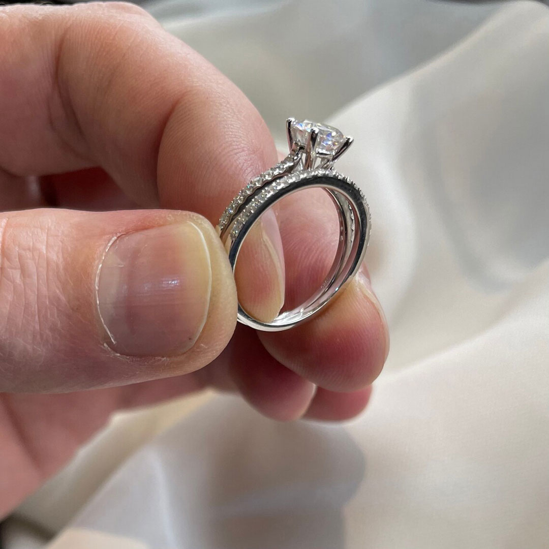 2CT Round Cut Moissanite Engagement Ring Set In Sterling Silver