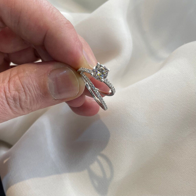 2CT Round Cut Moissanite Engagement Ring Set In Sterling Silver