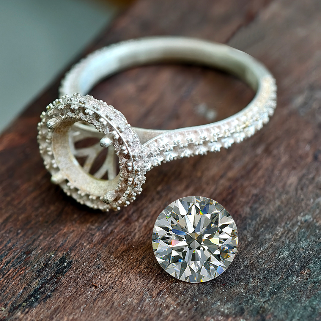 2CT Round Cut Moissanite Halo Engagement Ring With Paved Setting In Sterling Silver