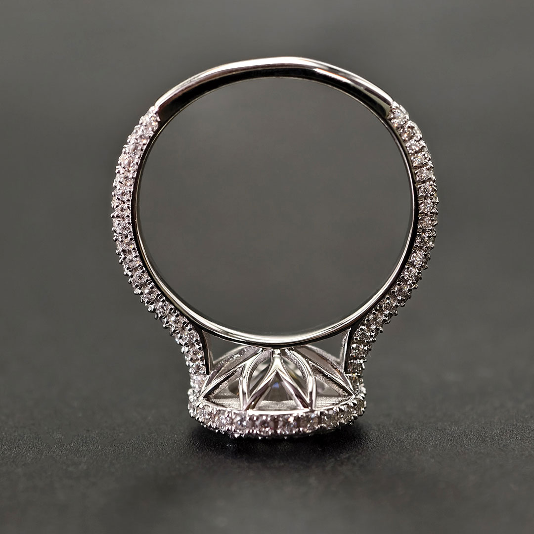 2CT Round Cut Moissanite Halo Engagement Ring With Paved Setting In Sterling Silver