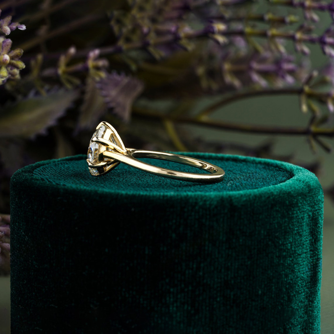 2CT Round Moissanite Cathedral Solitaire Engagement Ring With Six-Prong Setting In Sterling Silver