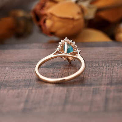 2CT Green Oval & Round Cut Moissanite Engagement Ring In Sterling Silver