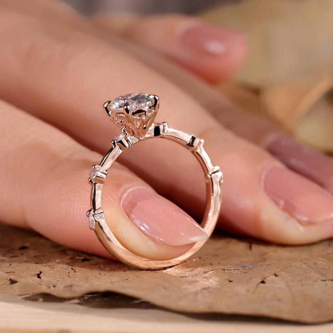 2 CT Oval Cut Colorless Moissanite Engagement Ring In Sterling Silver