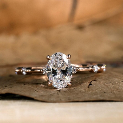 2 CT Oval Cut Colorless Moissanite Engagement Ring In Sterling Silver