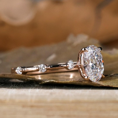 2 CT Oval Cut Colorless Moissanite Engagement Ring In Sterling Silver