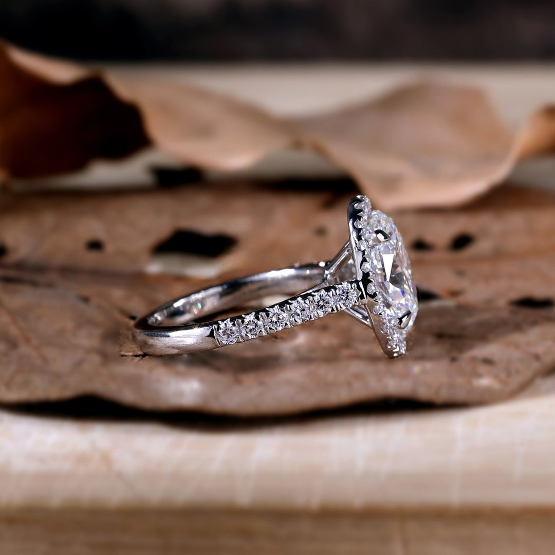 2.5CT Oval & Round Cut Moissanite Engagement Ring In Sterling Silver