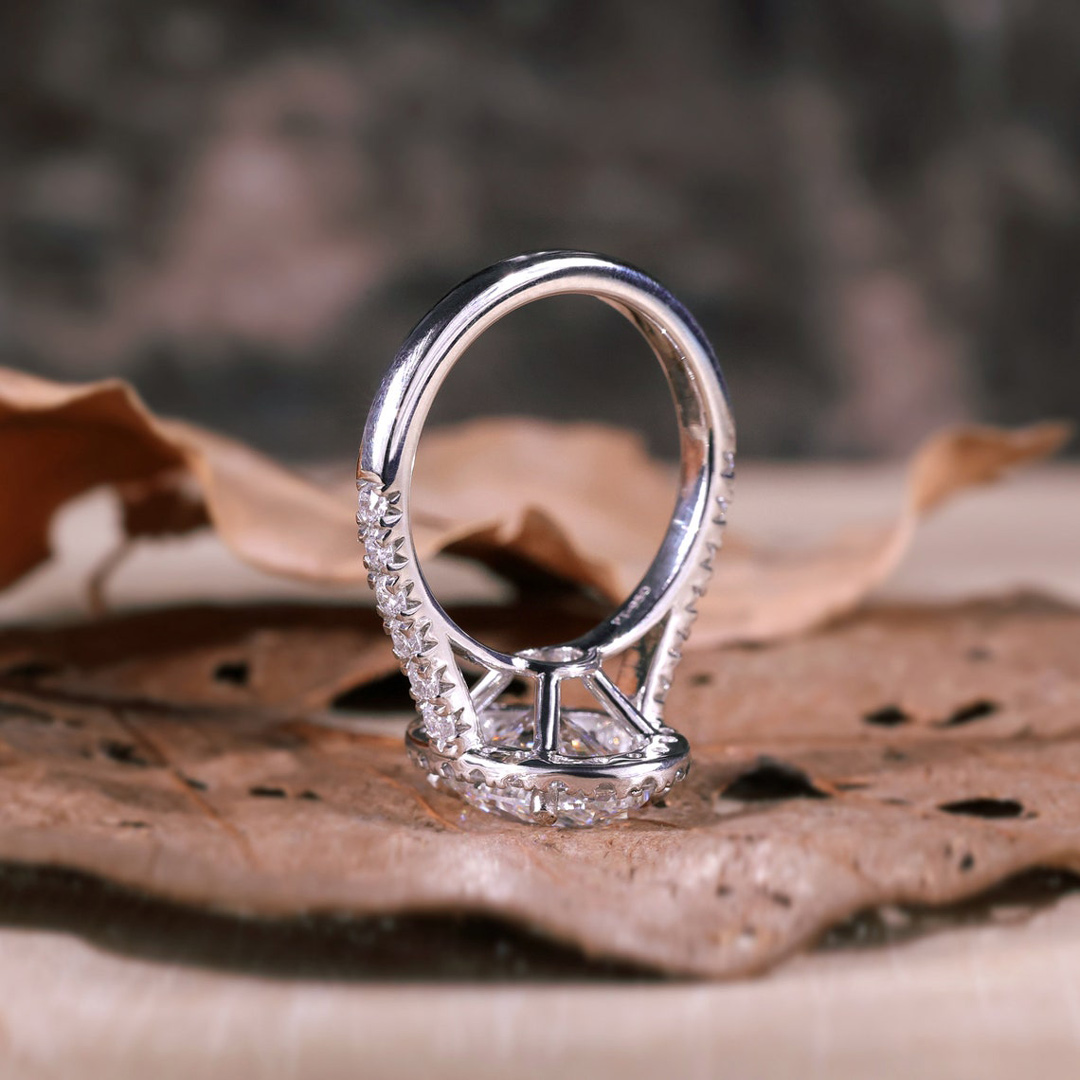 2.5CT Oval & Round Cut Moissanite Engagement Ring In Sterling Silver