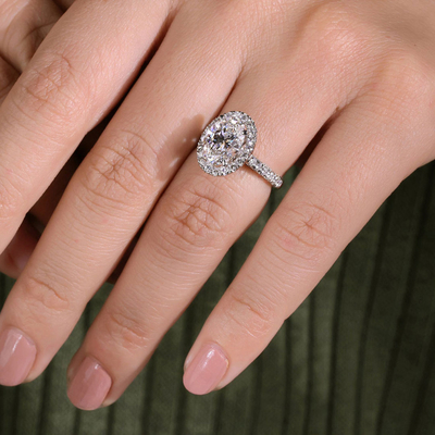 2.5CT Oval & Round Cut Moissanite Engagement Ring In Sterling Silver