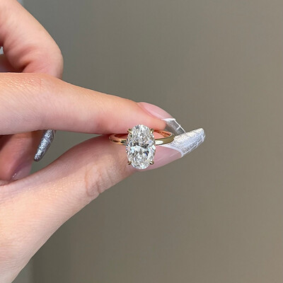 4CT Oval & Round Cut Moissanite Engagement Ring In Sterling Silver