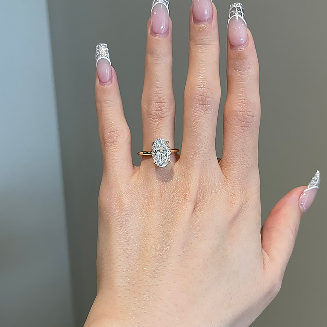 4CT Oval & Round Cut Moissanite Engagement Ring In Sterling Silver