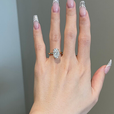 4CT Oval & Round Cut Moissanite Engagement Ring In Sterling Silver
