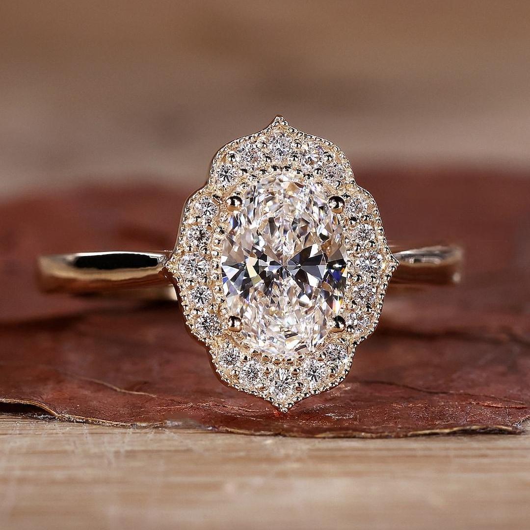 2CT Oval Cut Halo Engagement Ring In Sterling Silver