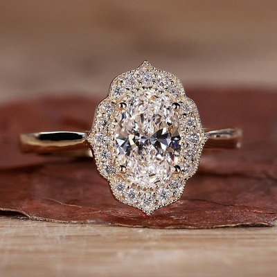 2CT Oval Cut Halo Engagement Ring In Sterling Silver