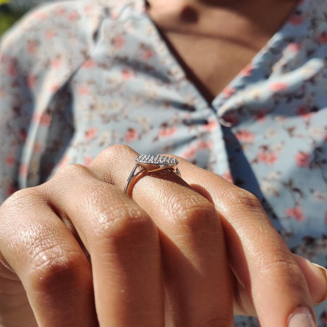 1.44CT Colorless Round Moissanite Oval Shaped Cluster Engagement Ring In Sterling Silver