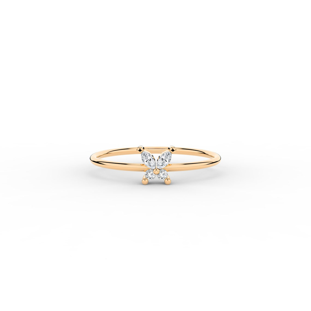 0.2CT Marquise & Round Cut Moissanite Butterfly Engagement Ring Set In Sterling Silver