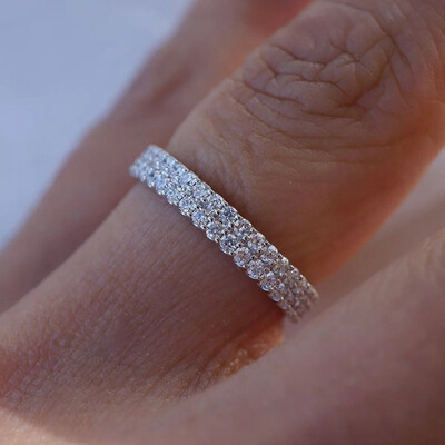 1.2CT Round Cut Moissanite Wedding Band In Sterling Silver