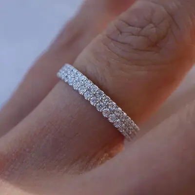 Moissanite Wedding Bands In Sterling Silver