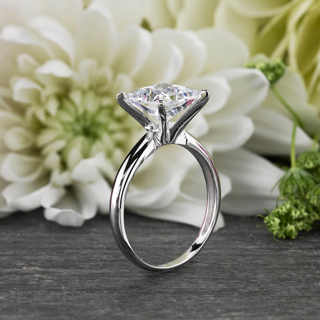3.0 CT Princess Cut Moissanite Engagement Ring In Sterling Silver