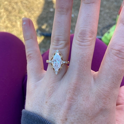2CT Marquise Cut Moissanite Engagement Ring In Sterling Silver