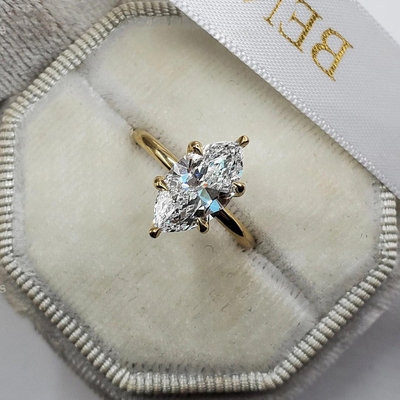 2CT Marquise Cut Moissanite Engagement Ring In Sterling Silver