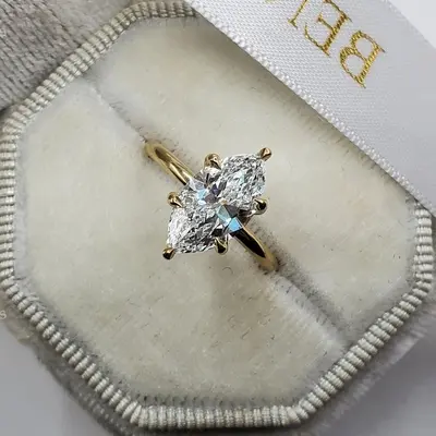 2CT Marquise Cut Moissanite Engagement Ring In Sterling Silver