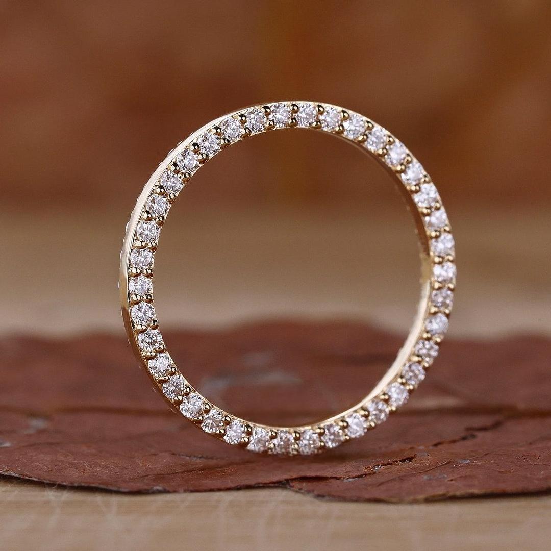 Double Side Pave Diamond Wedding Band In Sterling Silver