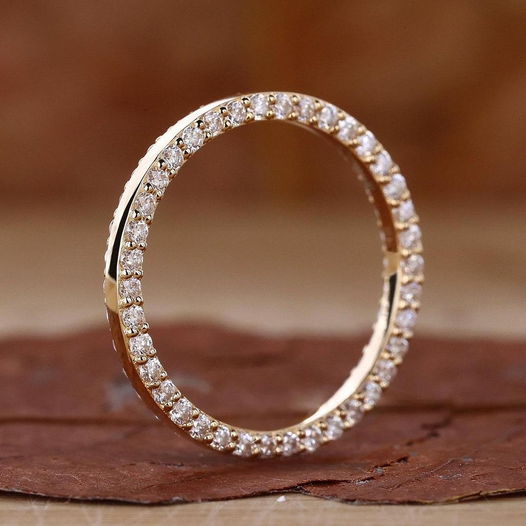 Double Side Pave Diamond Wedding Band In Sterling Silver