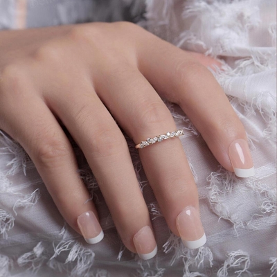 0.73CT Marquise & Round Cut Moissanite Wedding Band In Sterling Silver