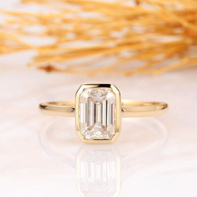 2CT Emerald Cut Moissanite Engagement Ring In Sterling Silver
