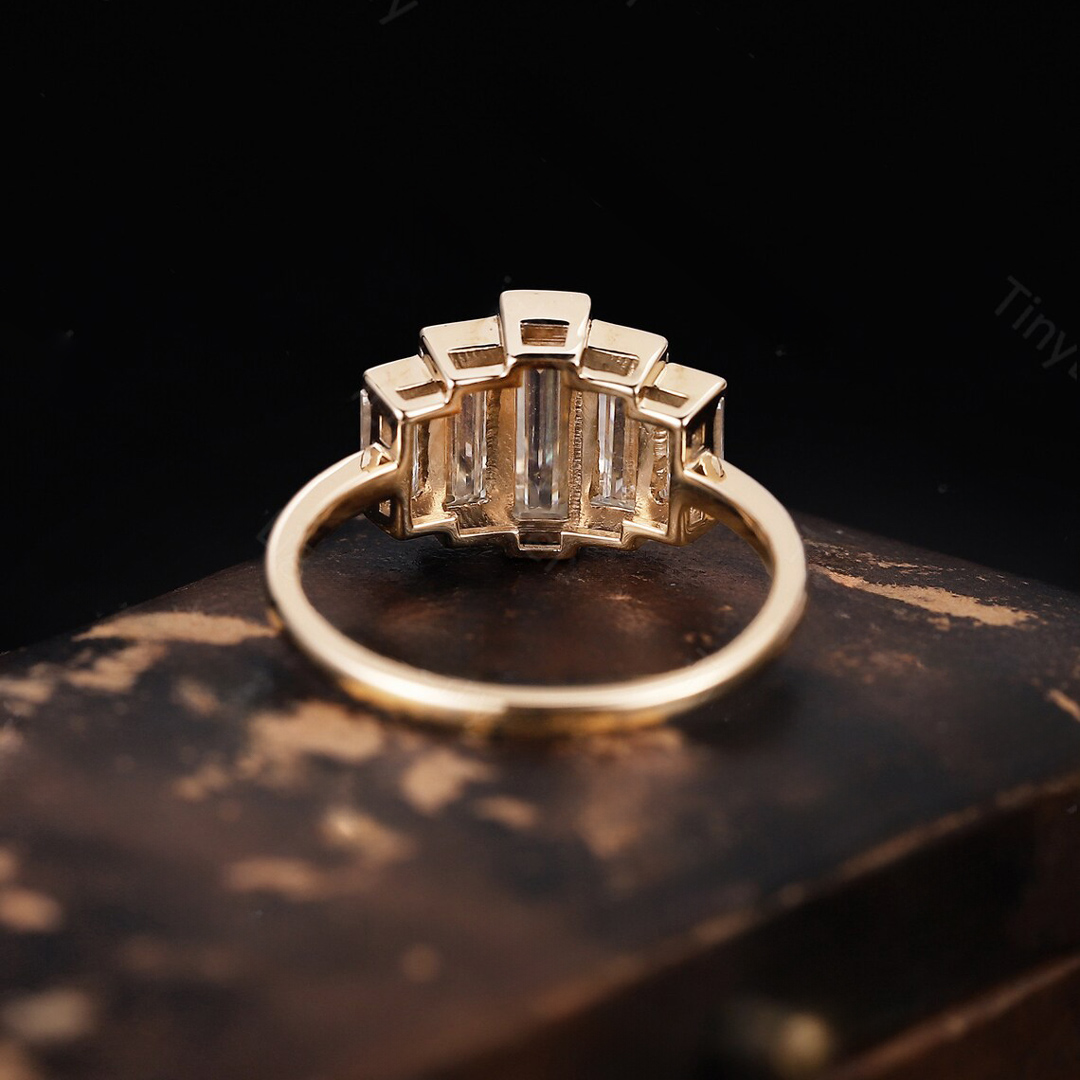 2.2CT Emerald Cut Moissanite Engagement Ring In Sterling Silver