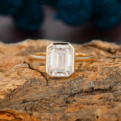 2CT Emerald Cut Moissanite Engagement Ring In Sterling Silver