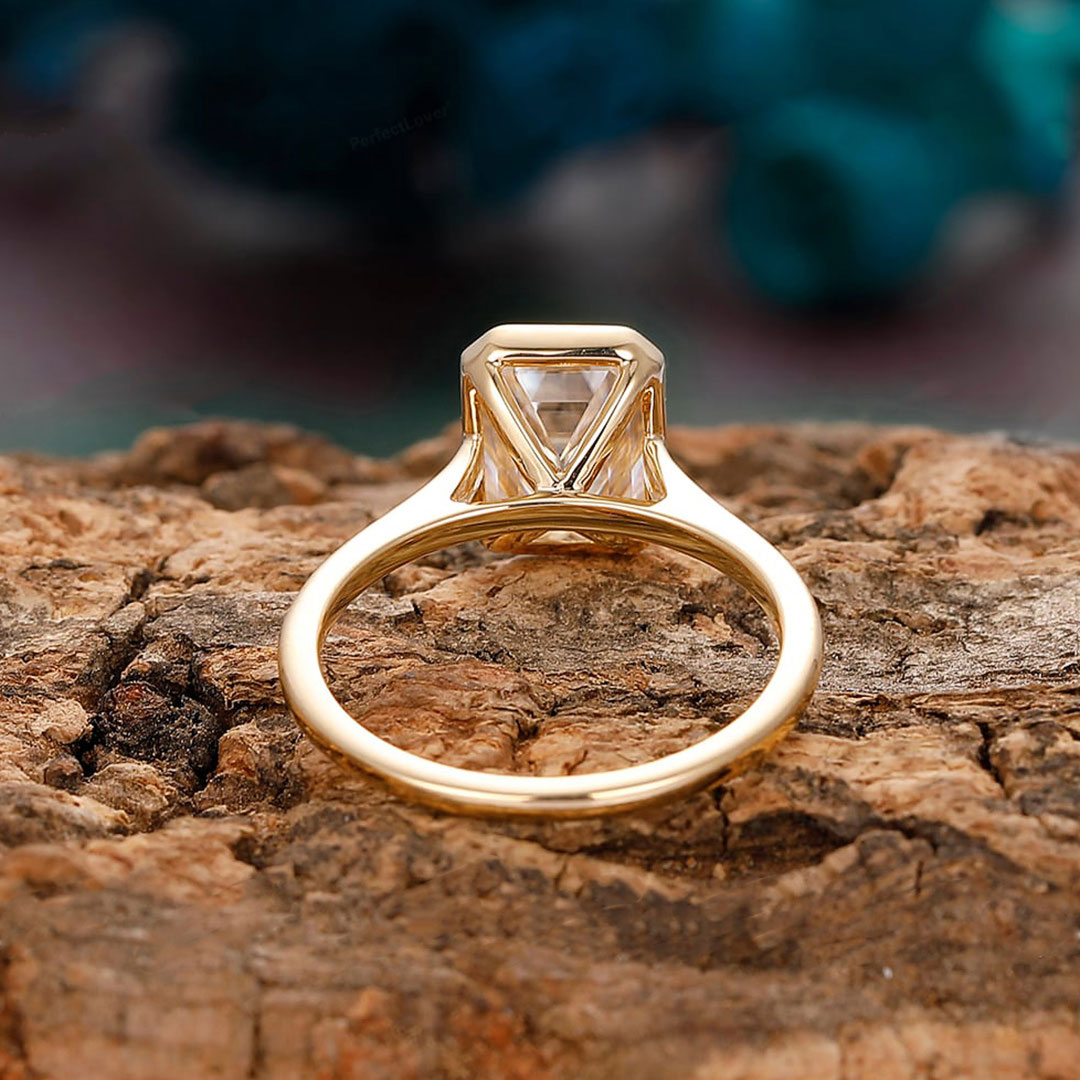 2CT Emerald Cut Moissanite Engagement Ring In Sterling Silver
