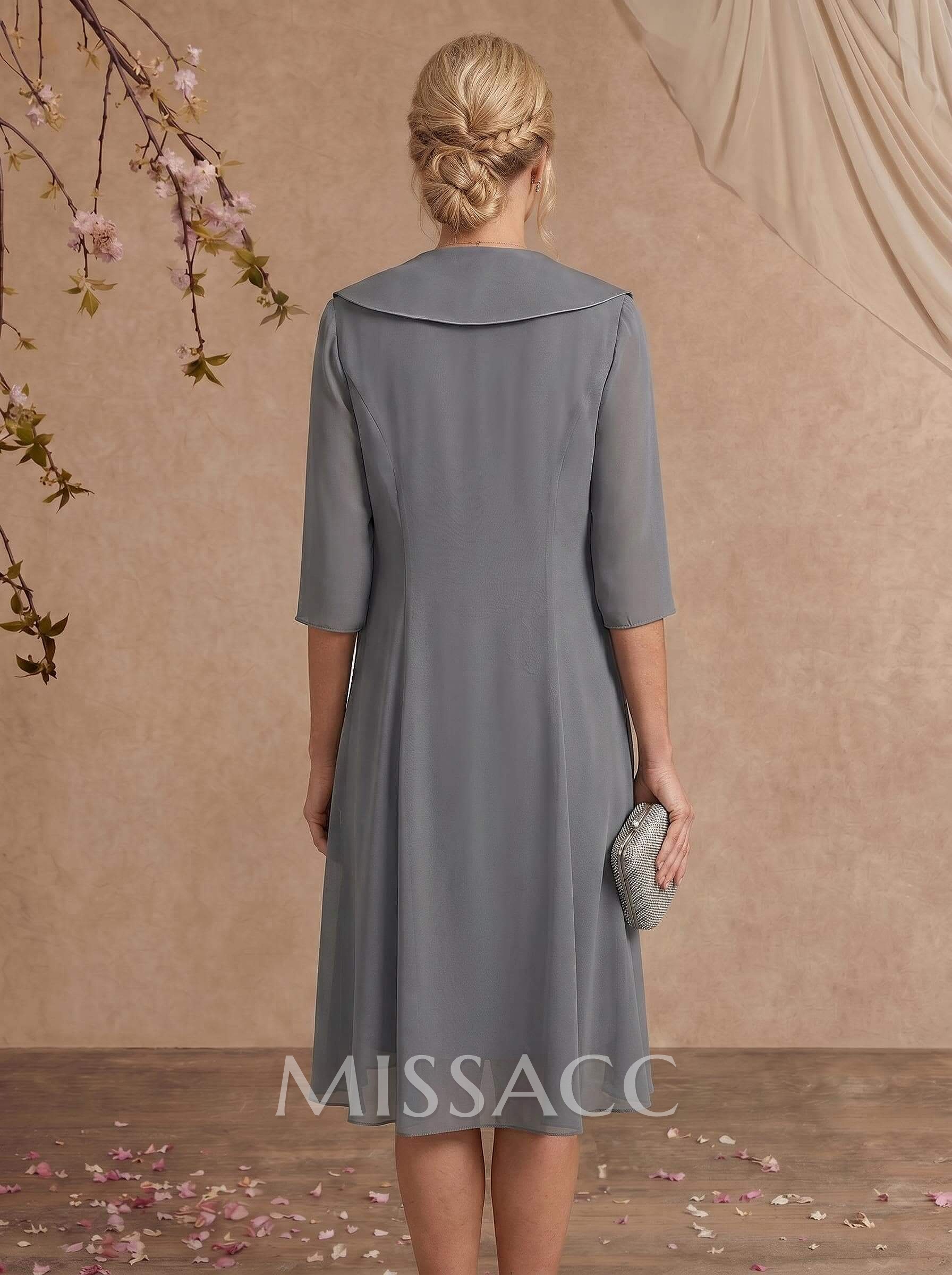 Elegant Open Front 1/2 Sleeves Chiffon Jacket