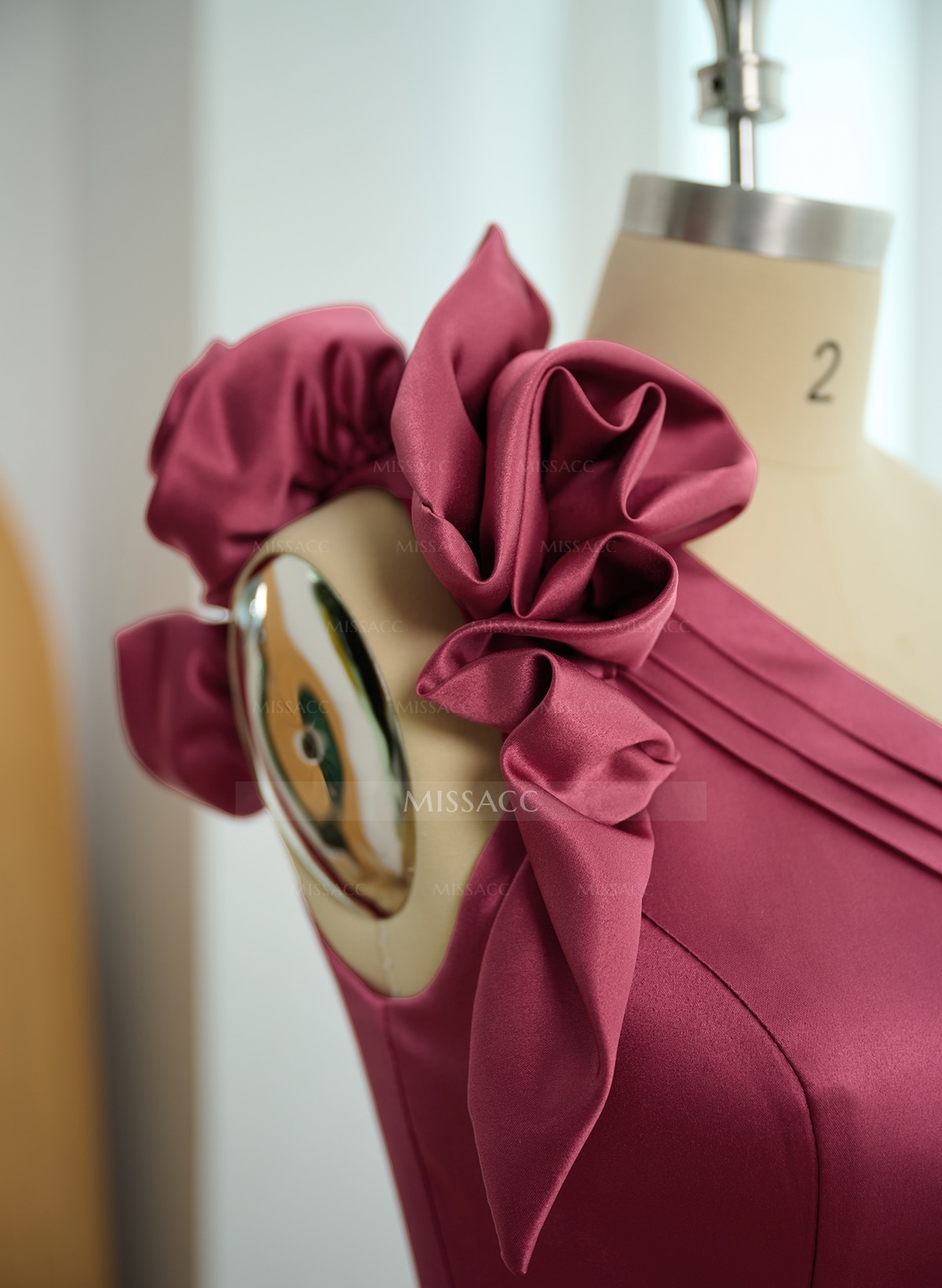 A-Line One-Shoulder Sleeveless Floor-Length Satin Bridesmaid Dresses With Flower(s)