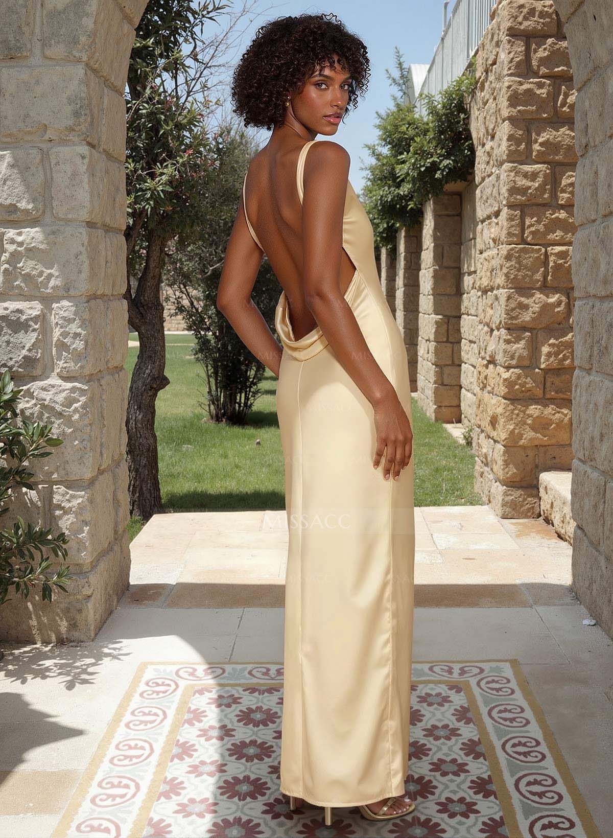 Sheath/Column Bateau Neck Floor-Length Stretch Satin Bridesmaid Dresses With Back Hole