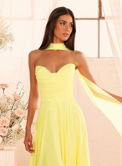A-Line Sweetheart Sleeveless Floor-Length Chiffon Bridesmaid Dresses