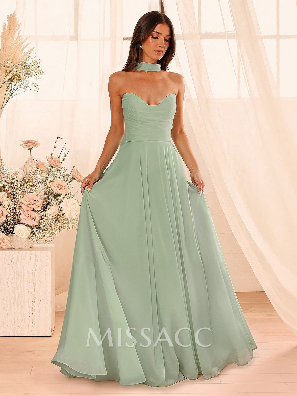 A-Line Sweetheart Sleeveless Floor-Length Chiffon Bridesmaid Dresses A-Line Sweetheart Sleeveless Floor-Length Chiffon Bridesmaid Dresses