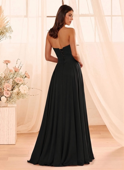A-Line Sweetheart Sleeveless Floor-Length Chiffon Bridesmaid Dresses