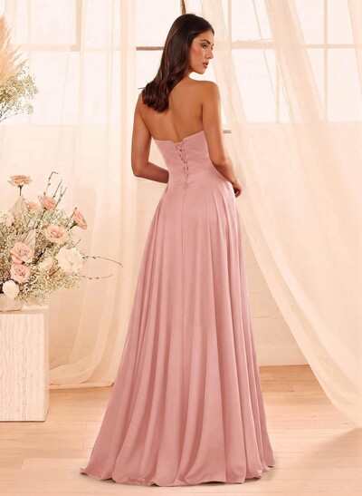 A-Line Sweetheart Sleeveless Floor-Length Chiffon Bridesmaid Dresses