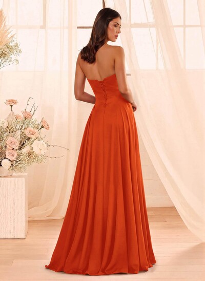 A-Line Sweetheart Sleeveless Floor-Length Chiffon Bridesmaid Dresses