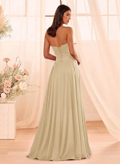 A-Line Sweetheart Sleeveless Floor-Length Chiffon Bridesmaid Dresses