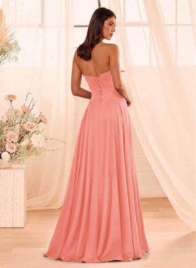A-Line Sweetheart Sleeveless Floor-Length Chiffon Bridesmaid Dresses