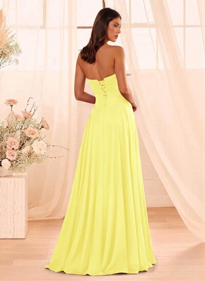 A-Line Sweetheart Sleeveless Floor-Length Chiffon Bridesmaid Dresses