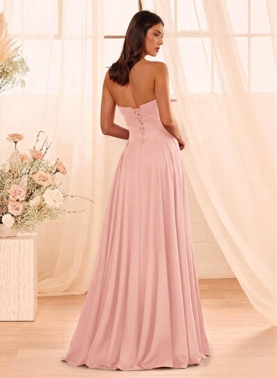 A-Line Sweetheart Sleeveless Floor-Length Chiffon Bridesmaid Dresses