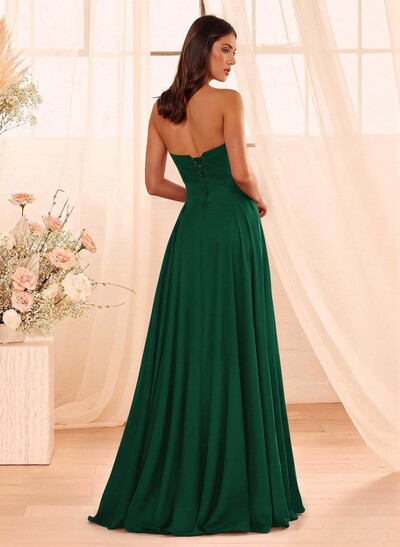 A-Line Sweetheart Sleeveless Floor-Length Chiffon Bridesmaid Dresses