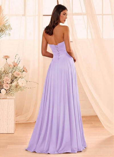 A-Line Sweetheart Sleeveless Floor-Length Chiffon Bridesmaid Dresses